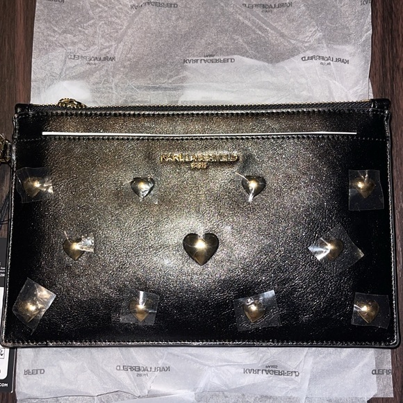 Karl Lagerfeld Handbags - NWT Karl Lagerfeld Heart Studded Wristlet